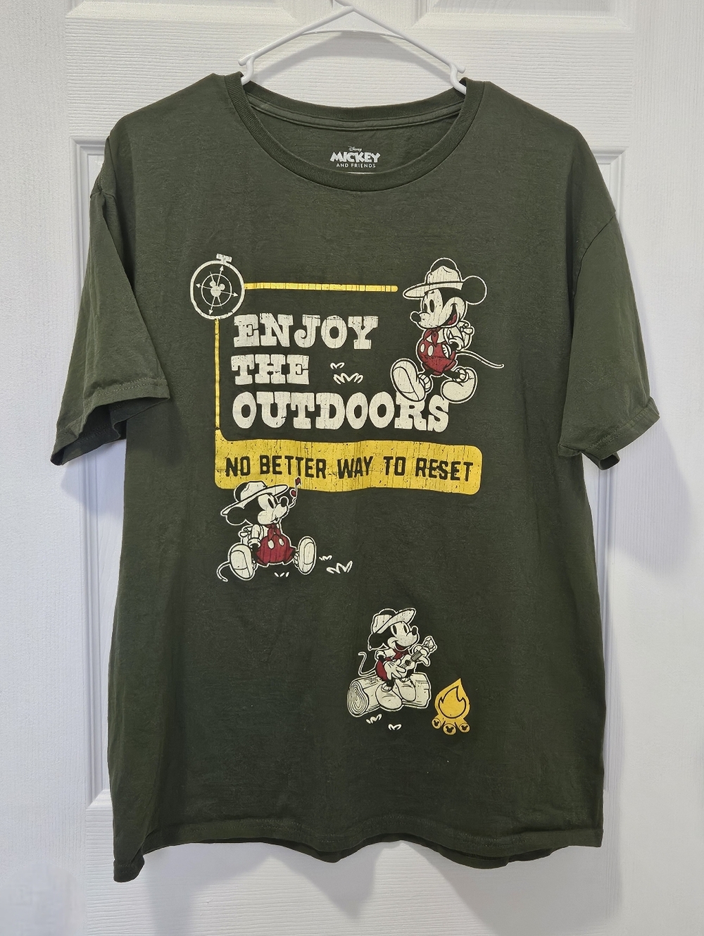 Disney Olive Green 'Enjoy The Outdoors' Mickey Graphic Tee
